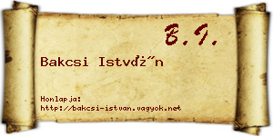 Bakcsi István névjegykártya